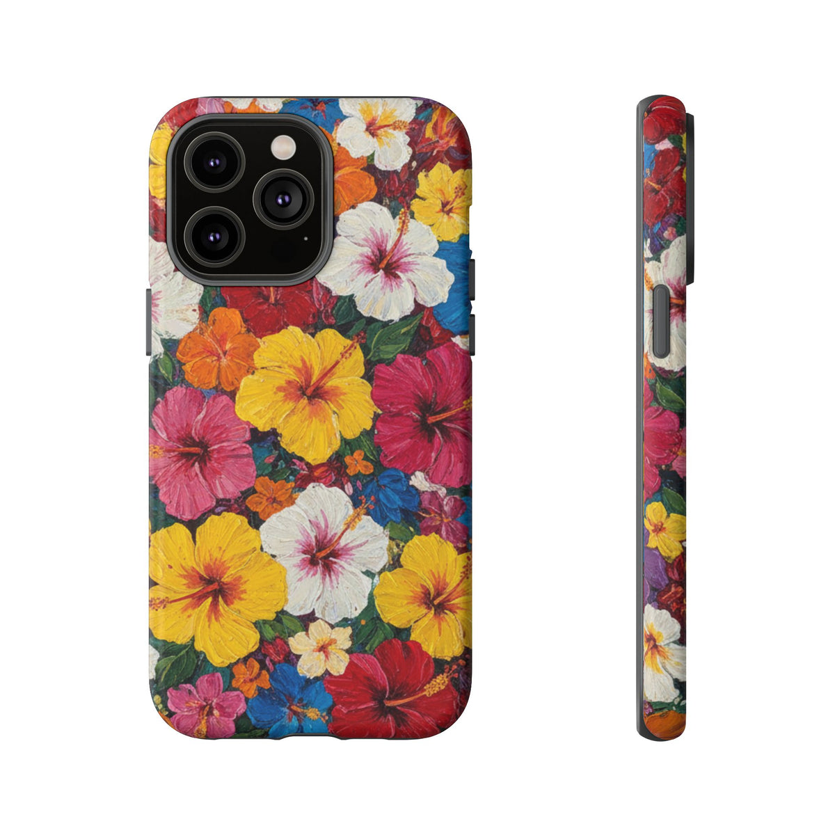 iPhone Tough Cases Phone Cases for iPhone 14\15\16\17 – Dual Layer, Matte/Glossy Finish, Wireless Charging CompatibleFloral Hibiscus Tough Phone Case — Bright Tropical Protection