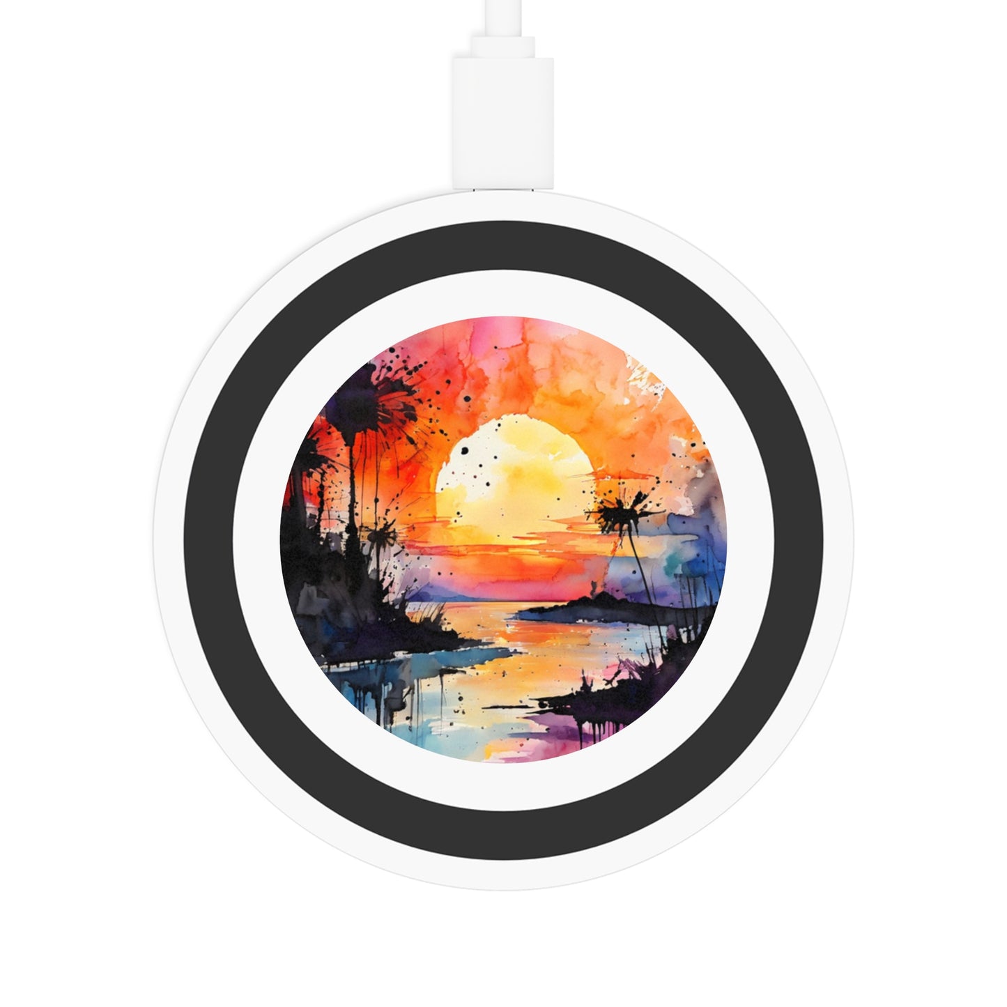 Wireless Charging Pad — Sunset Watercolor Art Qi Charger